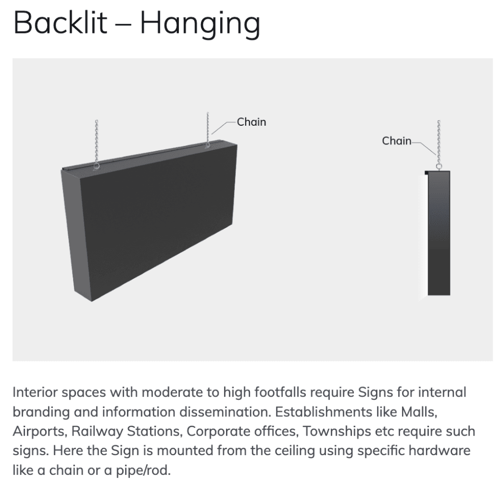 Backlit – Hanging Technical Installation Diagram