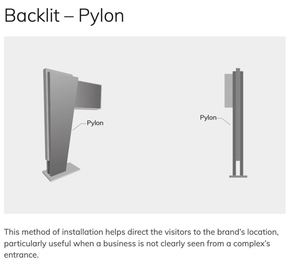 Backlit – Pylon Technical Installation Diagram