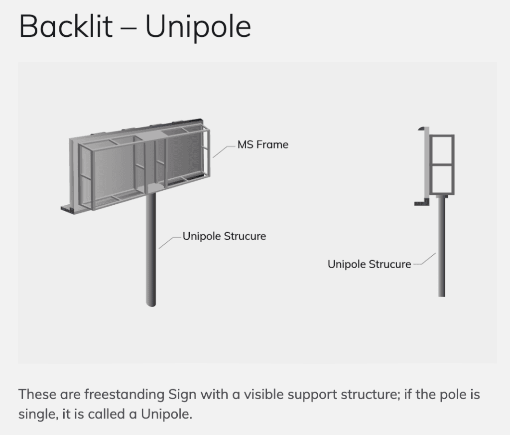 Backlit – Unipole Technical Installation Diagram