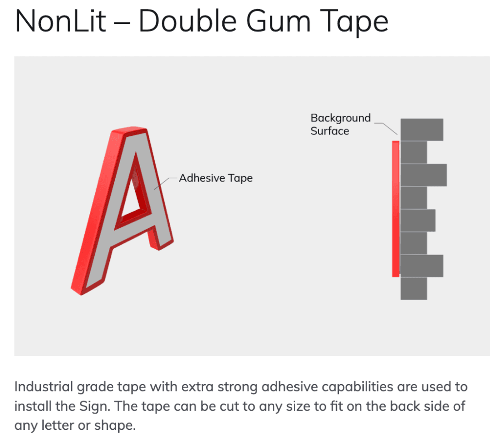 NonLit – Double Gum Tape Technical Diagram